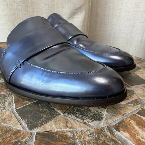 M.Gemi Women’s Leather Slide Loafers Navy Blue Size 37 / US 6.5–7 Made in Italy - Picture 8 of 13